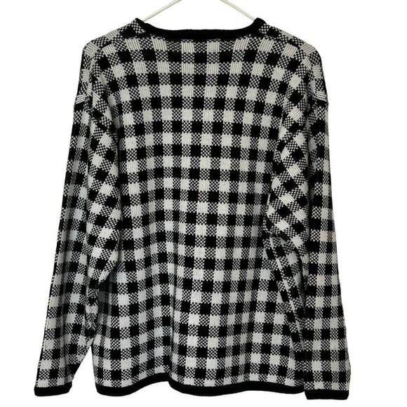 Crystal Kobe Houndstooth Cardigan XL Black White Gold Buttons - Picture 3 of 10